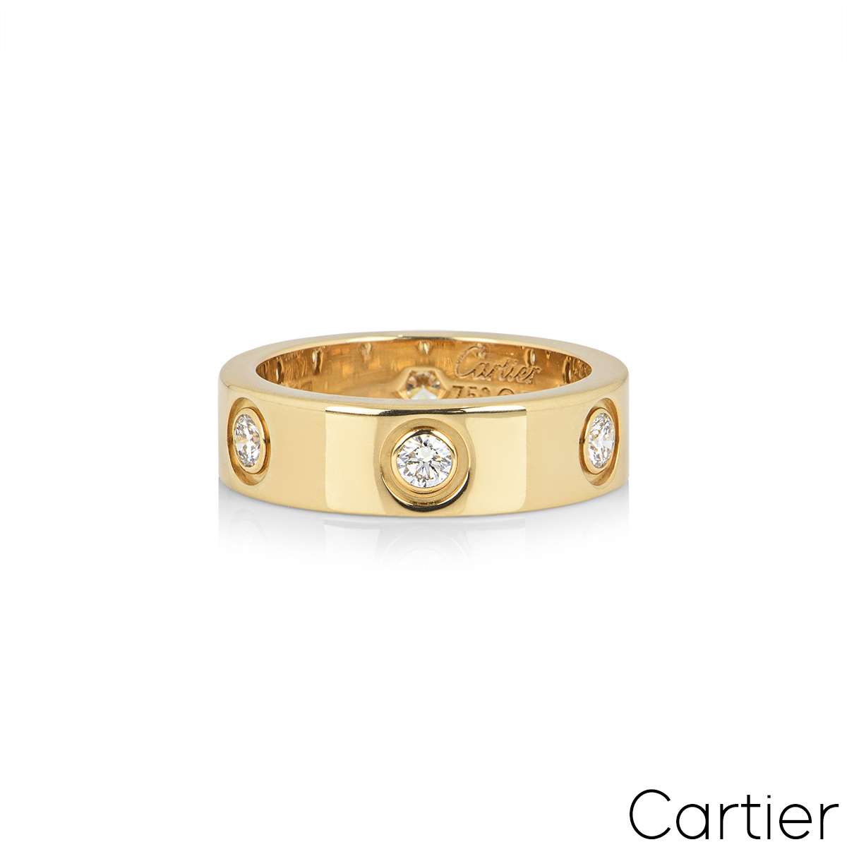 Cartier Yellow Gold Full Diamond Love Ring Size 51 B4025900